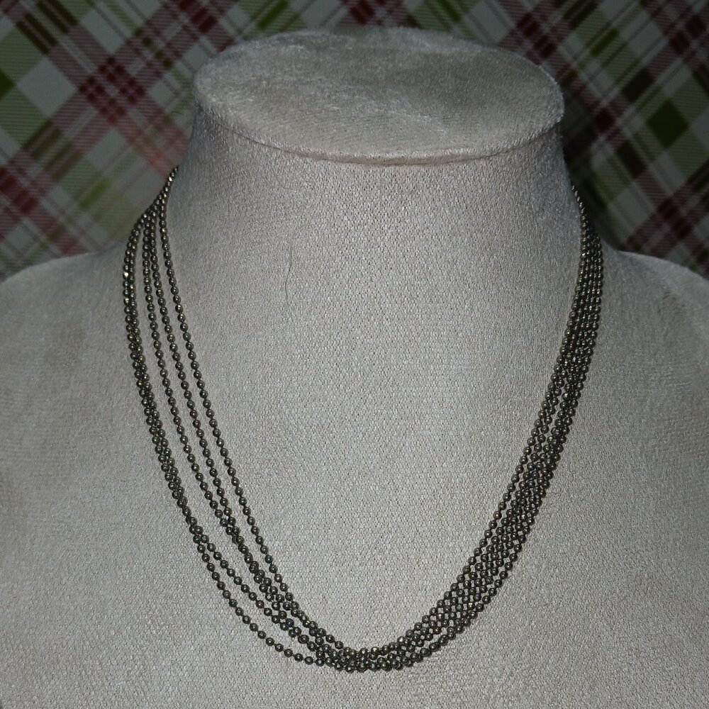 Silver Tone Multi Strand Choker Necklace Vintage Costume Jewelry #100